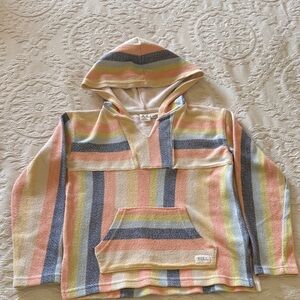 Roxy V- Neckline Striped Poncho Hoodie Gently Loved Sz 10 M Sold Out in Stores